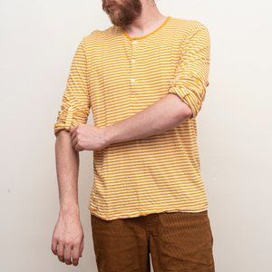 YELLOW STRIPED HENLEY T-SHIRT